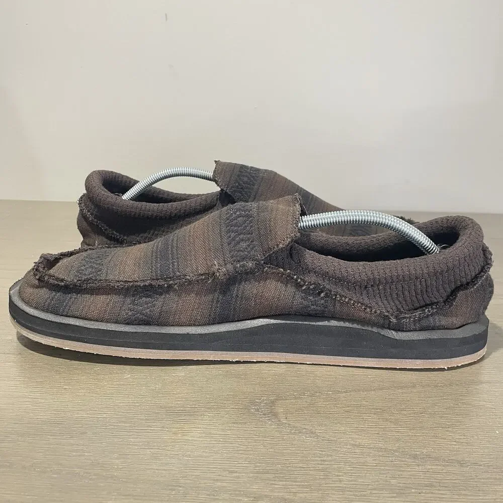 Sanuk Mens Size 14 Loafers NEW Chiba Blanket Shoes Brown Black Woven 1161270
